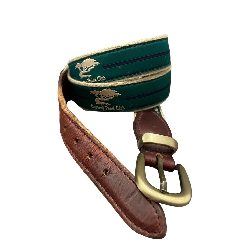 YRI  Cypress Point Club  Men's Green and Brown  Size-38  Leather Belt